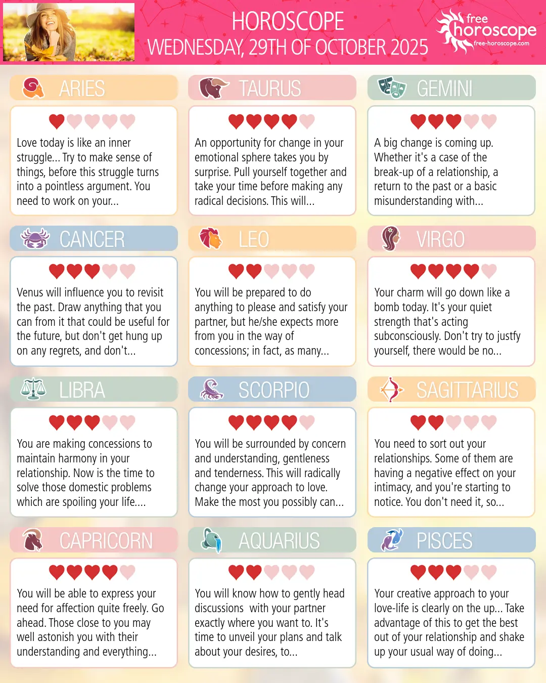 Horoscope for Wednesday, October 29, 2025