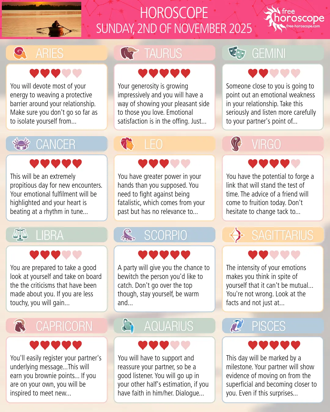 Horoscope for Sunday, November 2, 2025